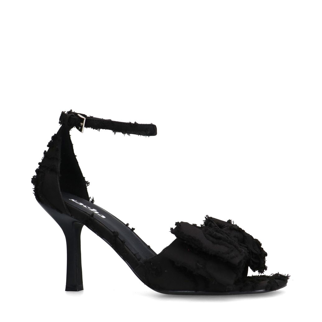 Zwarte sandalen met hak en strik