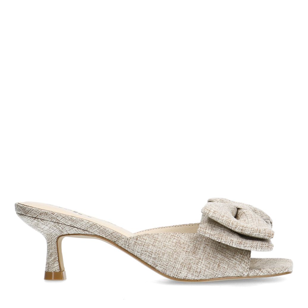 Mules à talon avec nœud - beige
