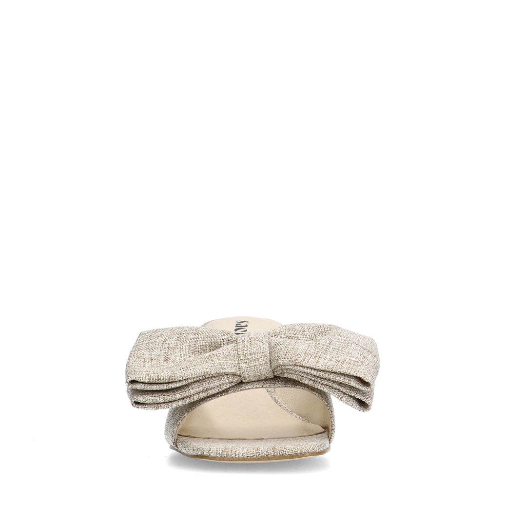 Mules à talon avec nœud - beige