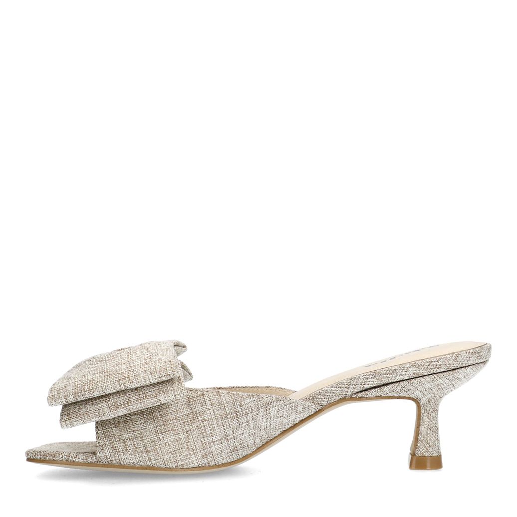 Mules à talon avec nœud - beige
