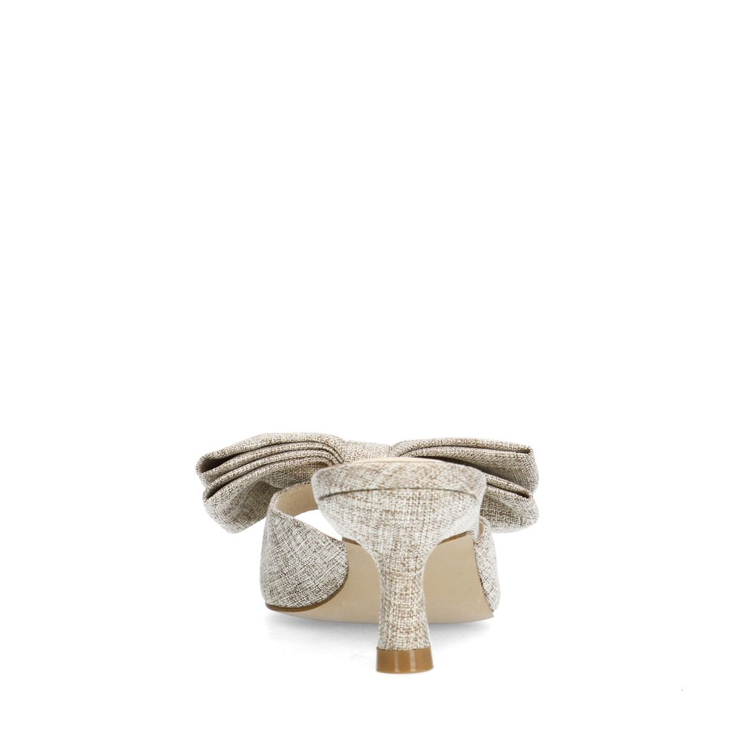 Mules à talon avec nœud - beige