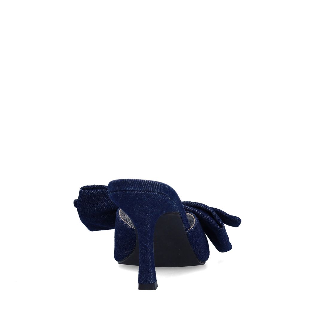 Mules à talon avec nœud - bleu foncé