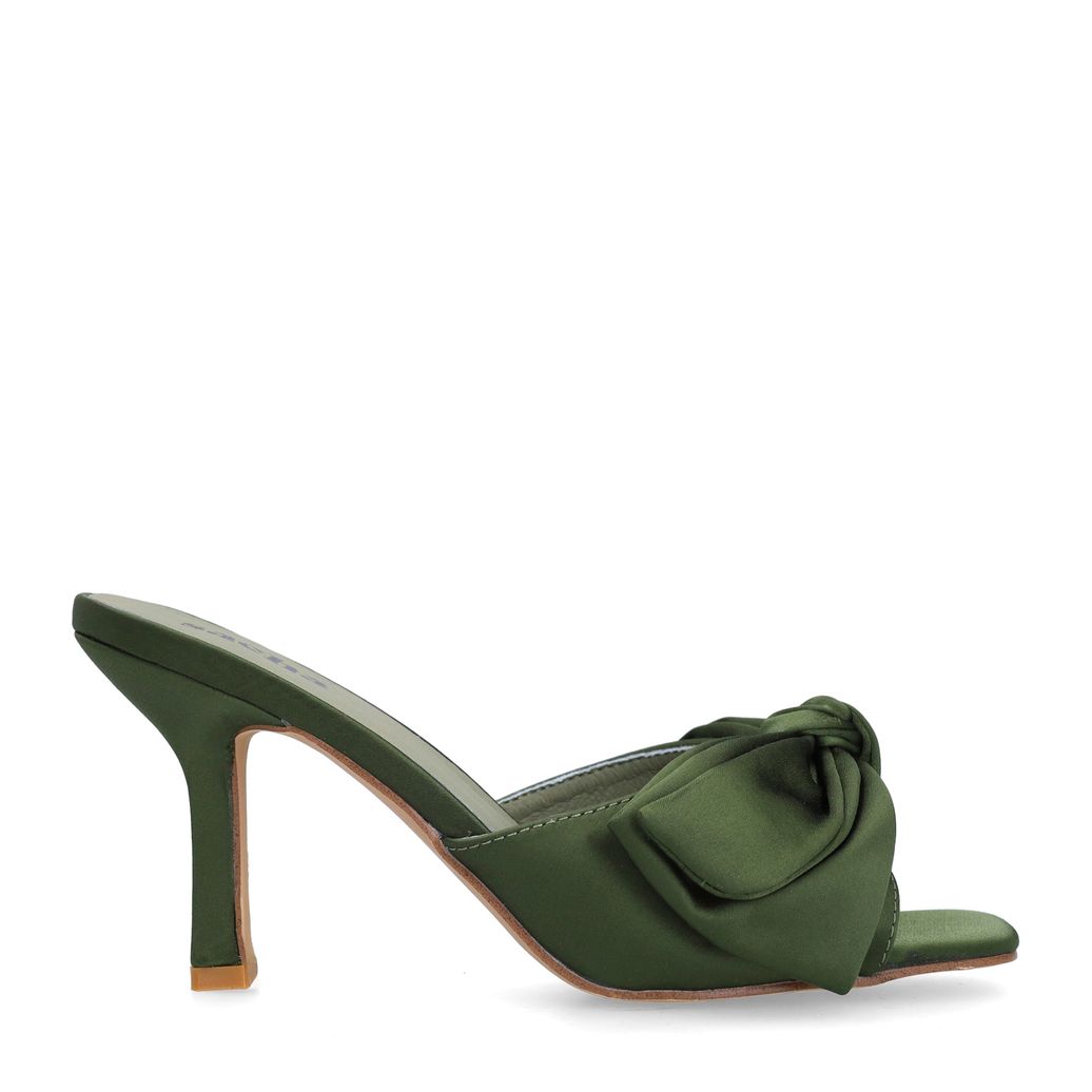 Mules à talon avec nœud - vert