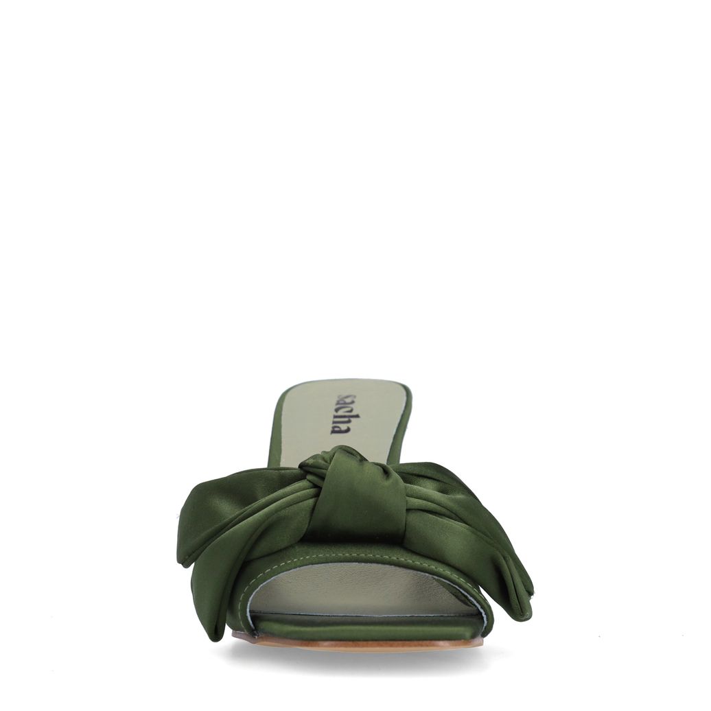 Mules à talon avec nœud - vert