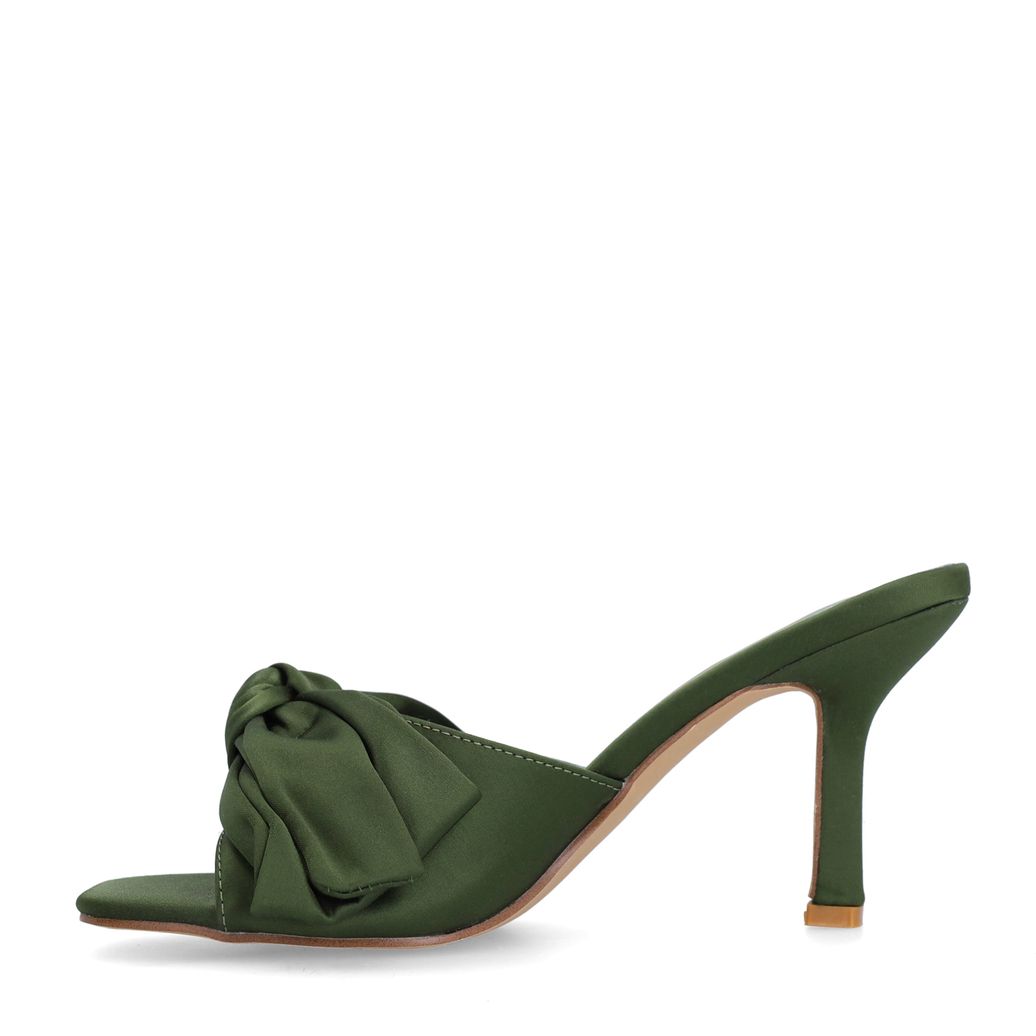 Mules à talon avec nœud - vert