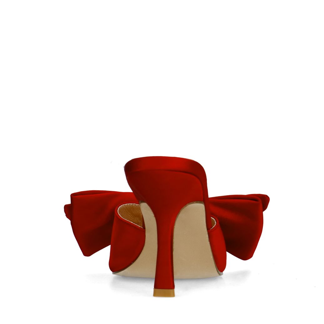 Mules à talon avec nœud - rouge