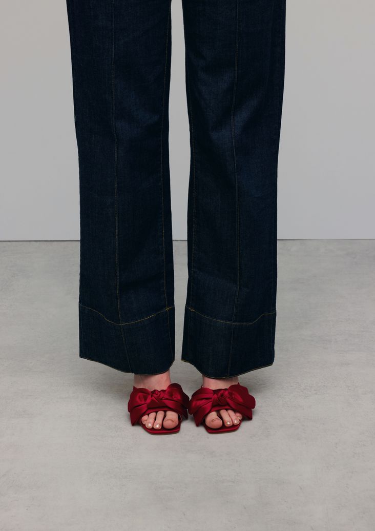 Mules à talon avec nœud - rouge