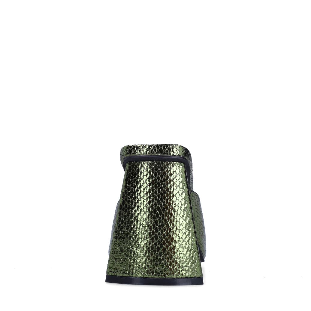 Groene metallic muiltjes met hak