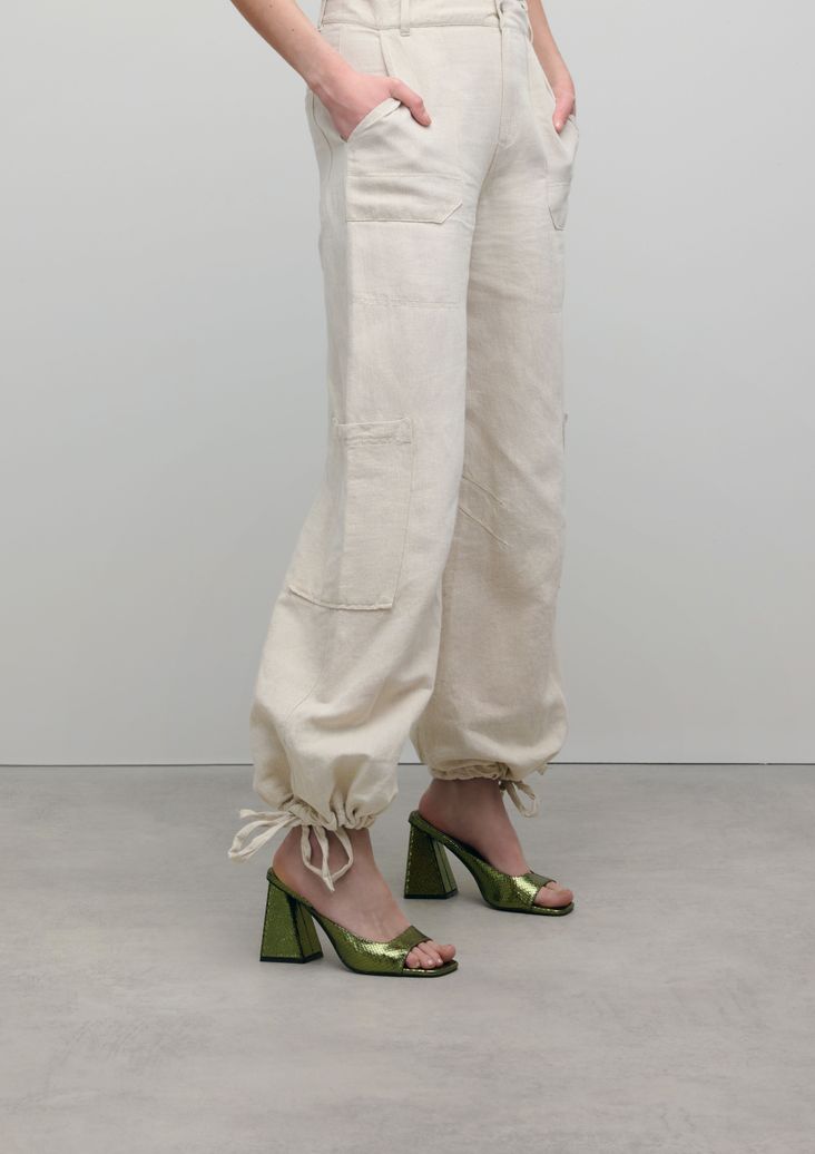 Mules métallisées à talon - vert
