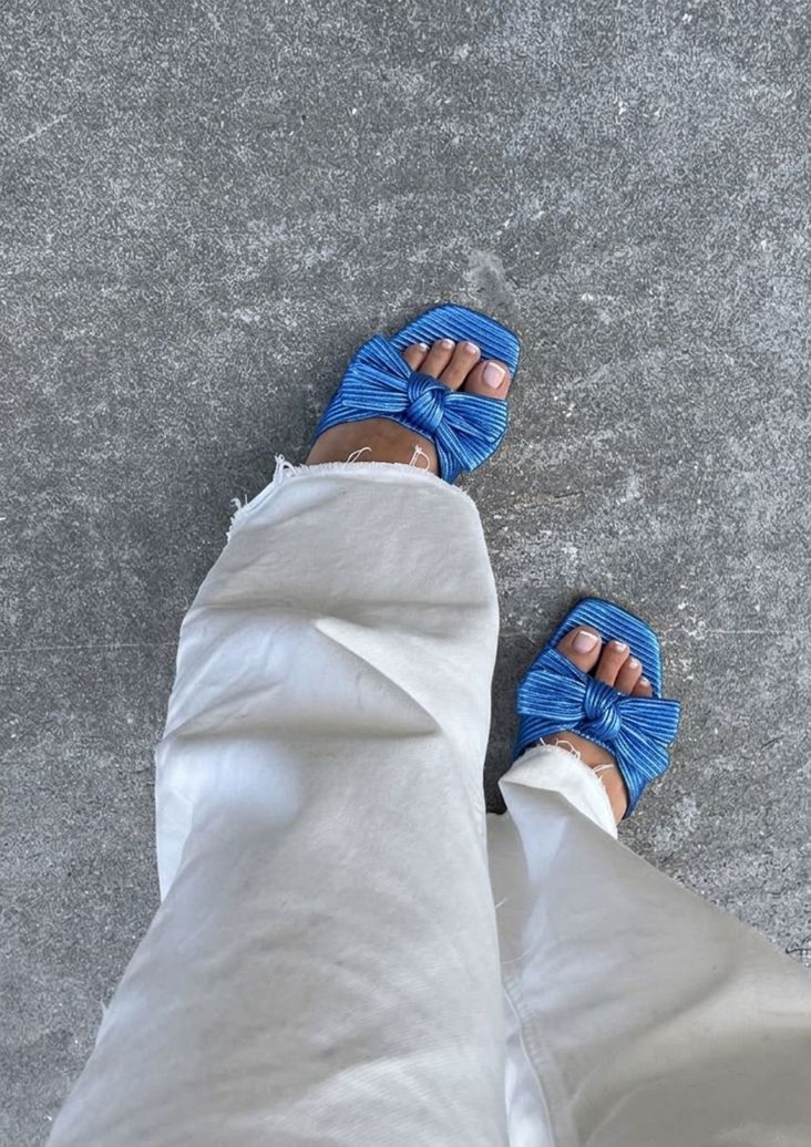 Claquettes avec nœud - bleu