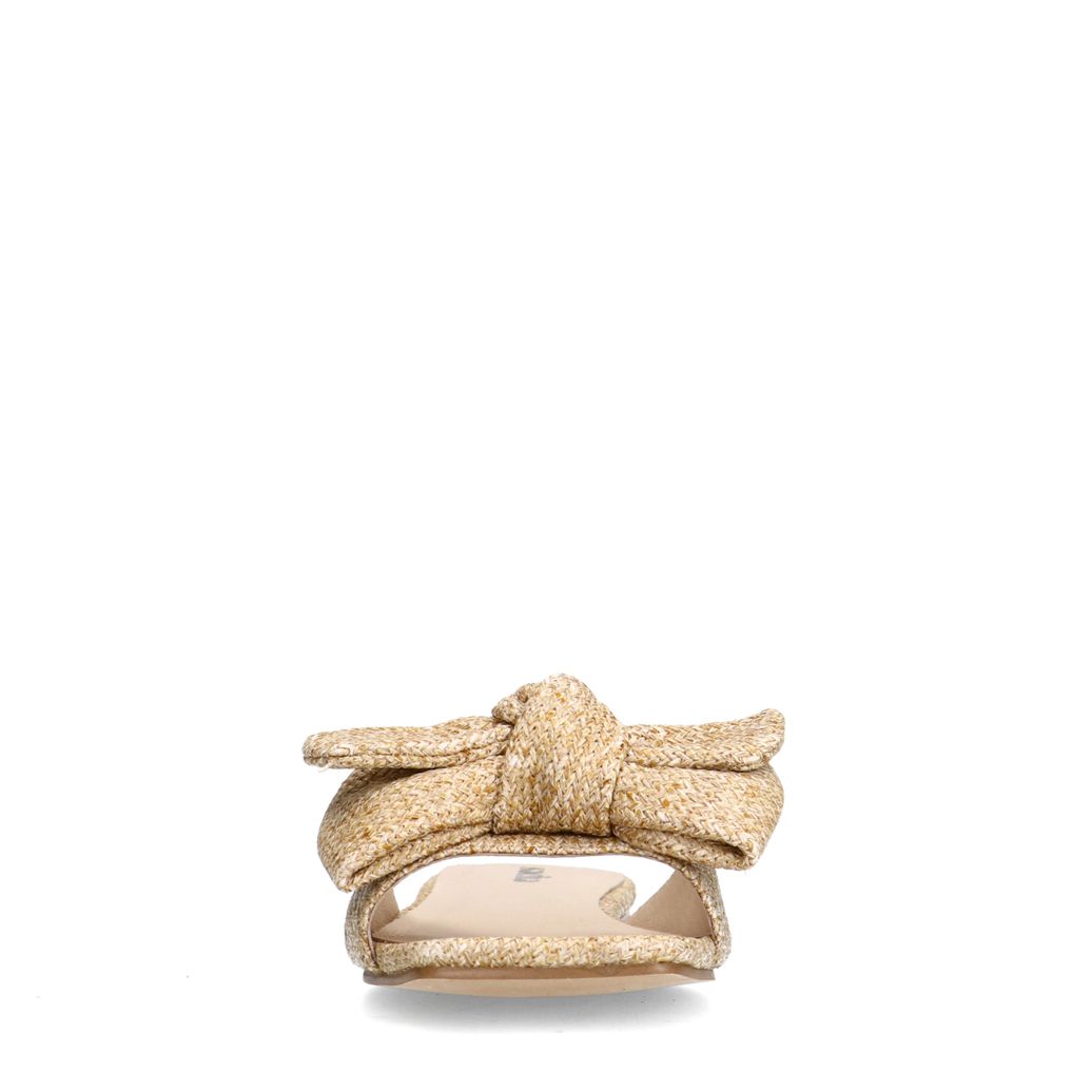 Beigefarbene Bast-Sandalen mit Schleife
