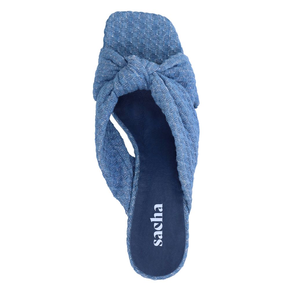 Mules avec nœud - bleu