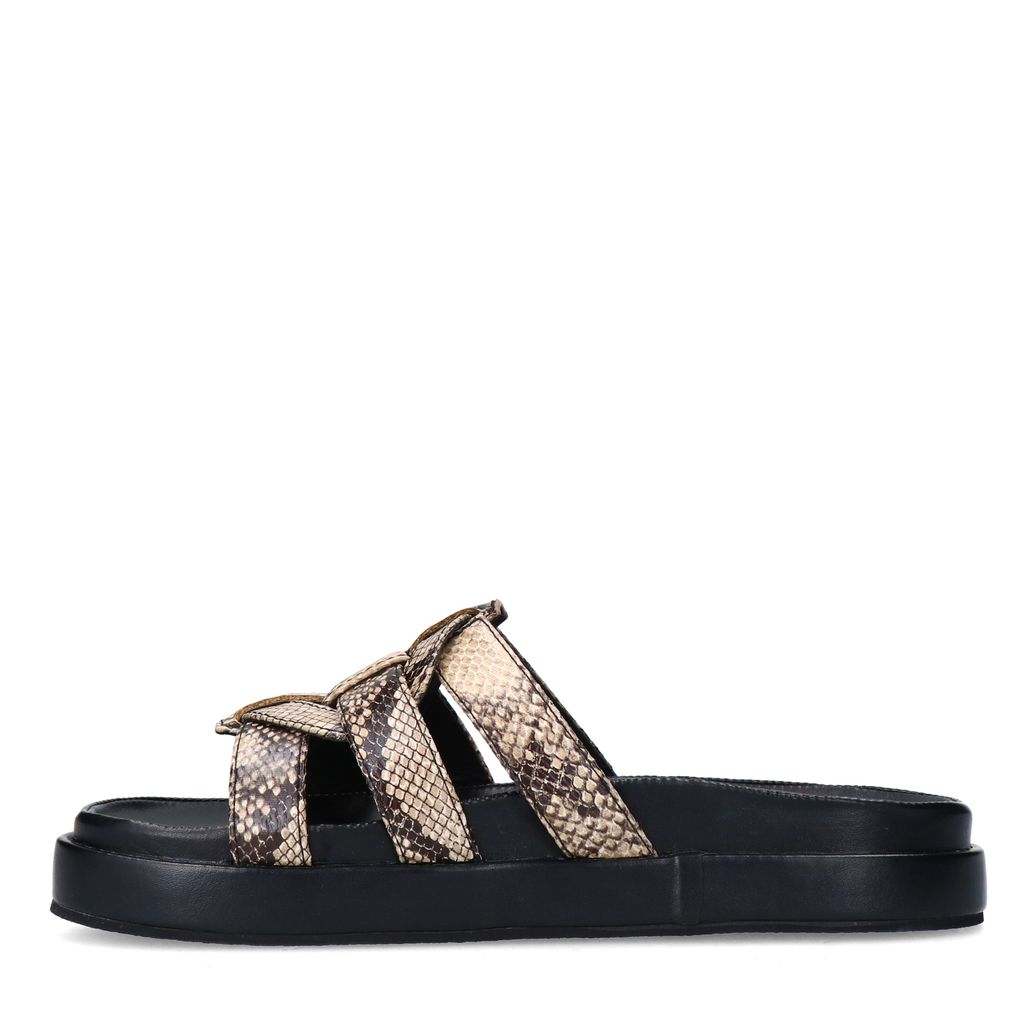 Snakeprint slippers met plateauzool