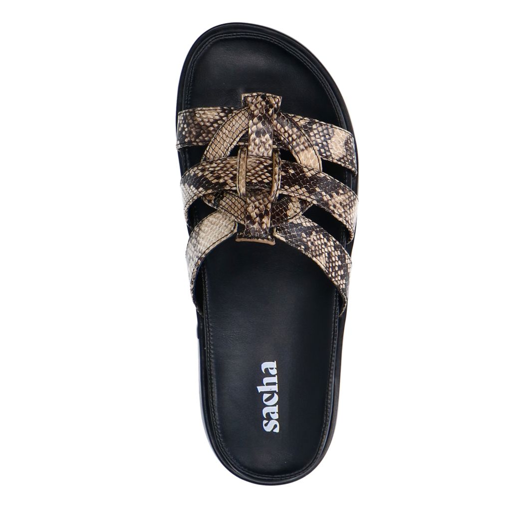 Snakeprint slippers met plateauzool