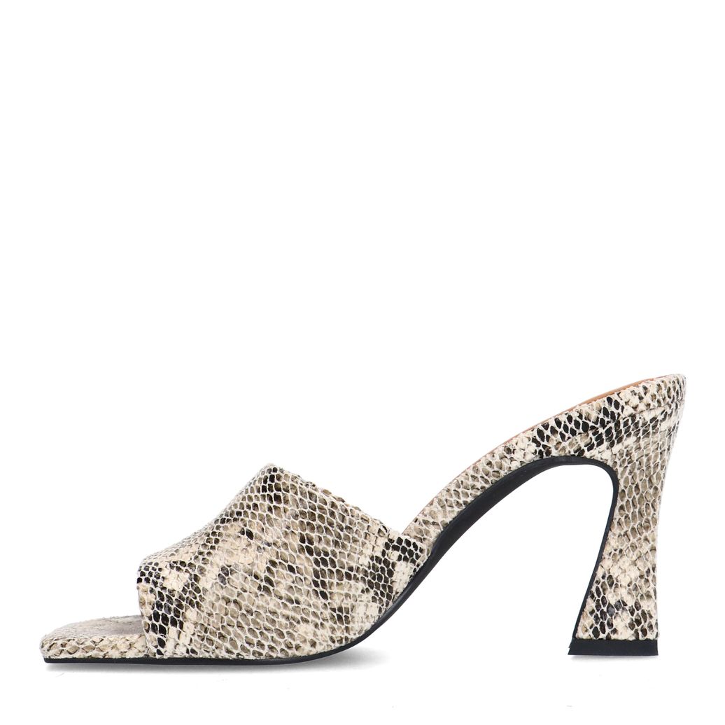 Mules à talon entonnoir imprimé serpent