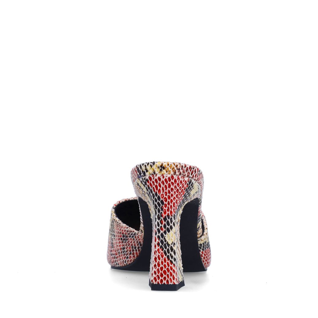 Mules à talon entonnoir imprimé serpent
