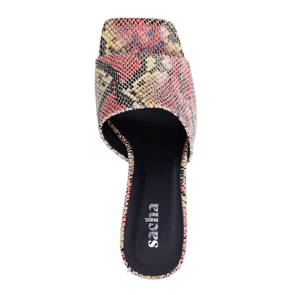 Mules à talon entonnoir imprimé serpent