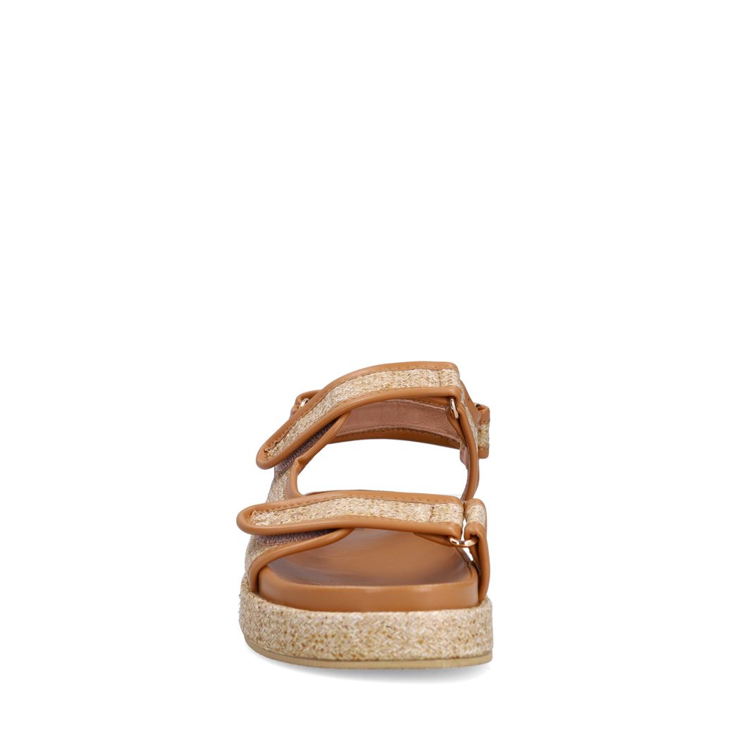 Beige raffia sandalen