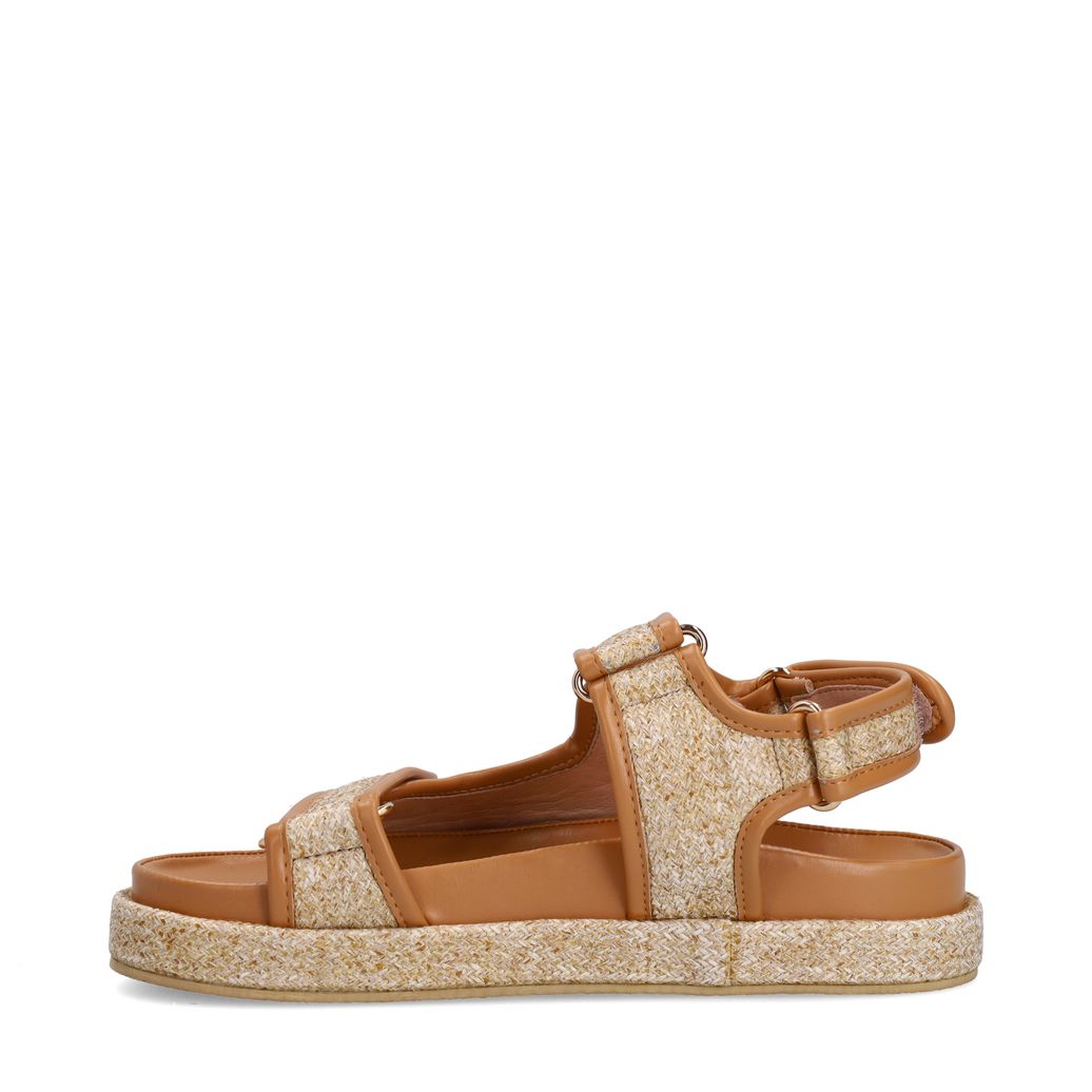 Beige raffia sandalen