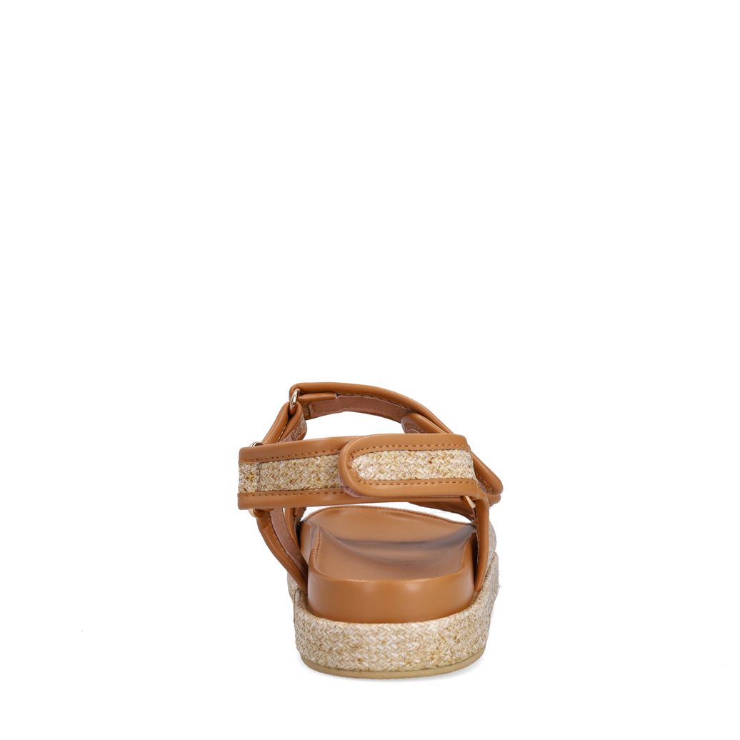 Beige raffia sandalen