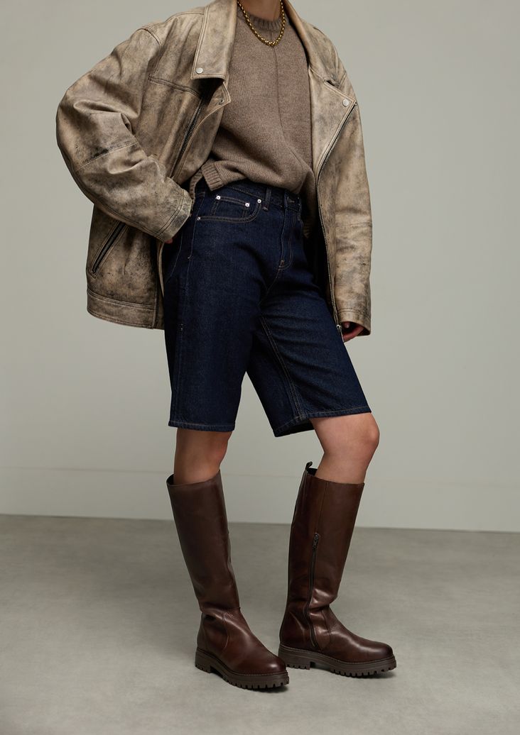 Bottes hautes en cuir - marron