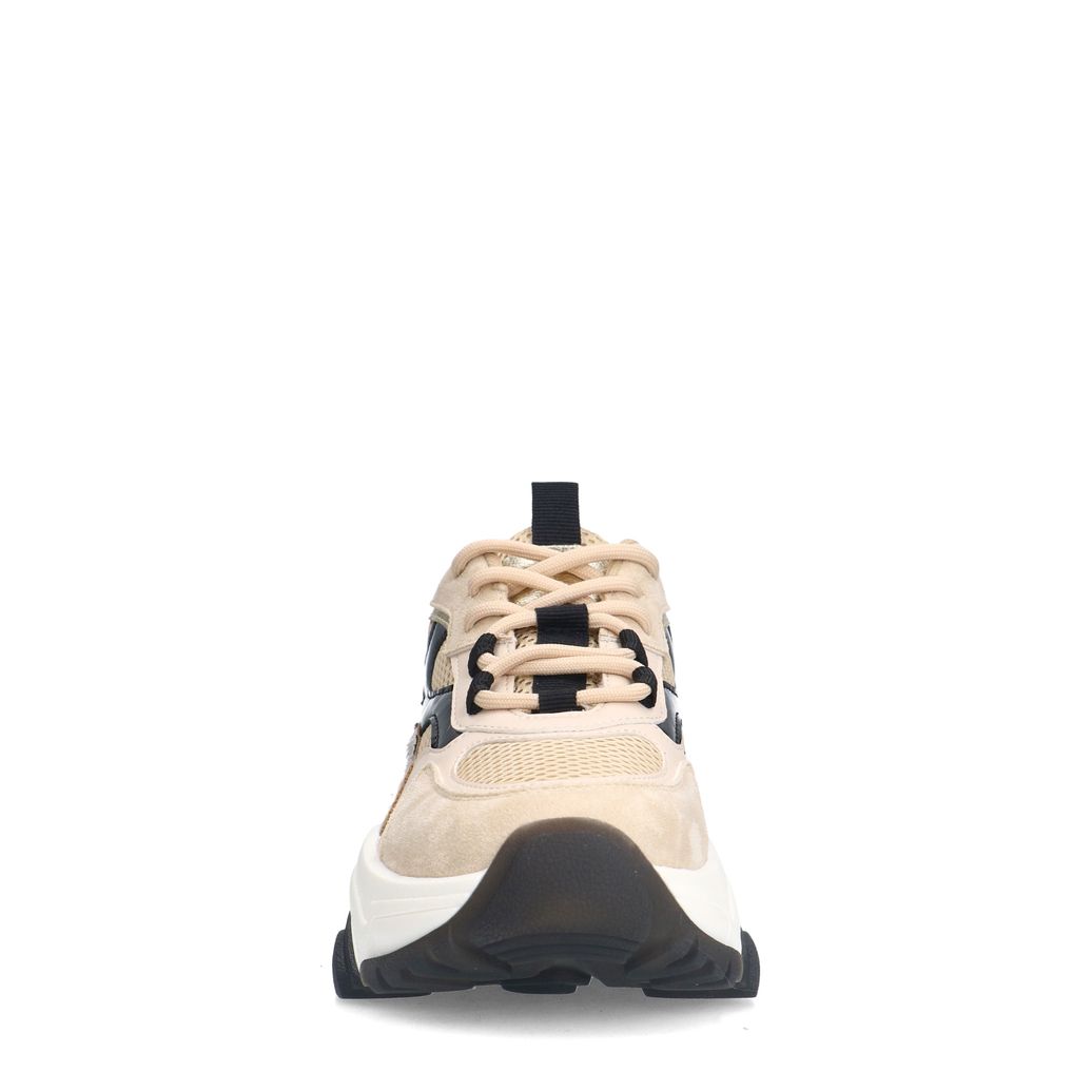 Beige zebra sneakers met zwarte details