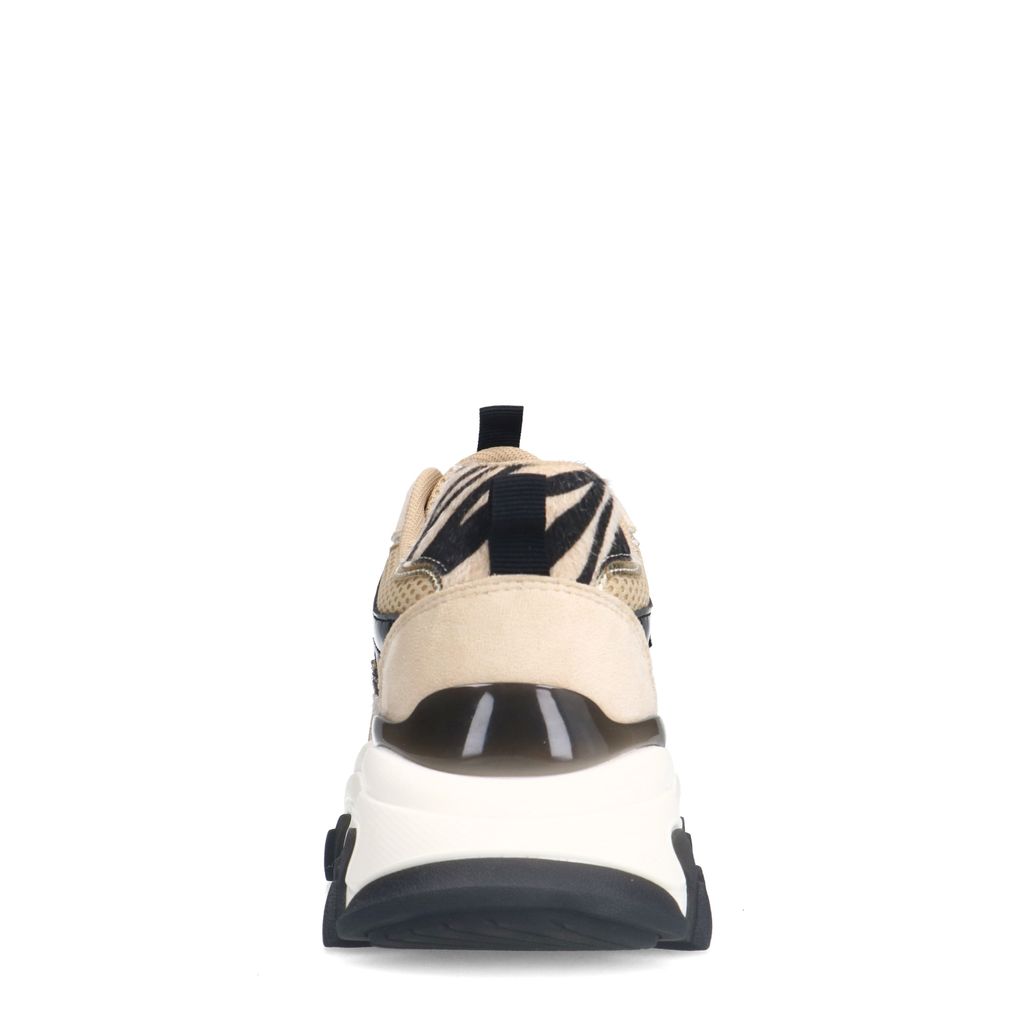 Beige zebra sneakers met zwarte details