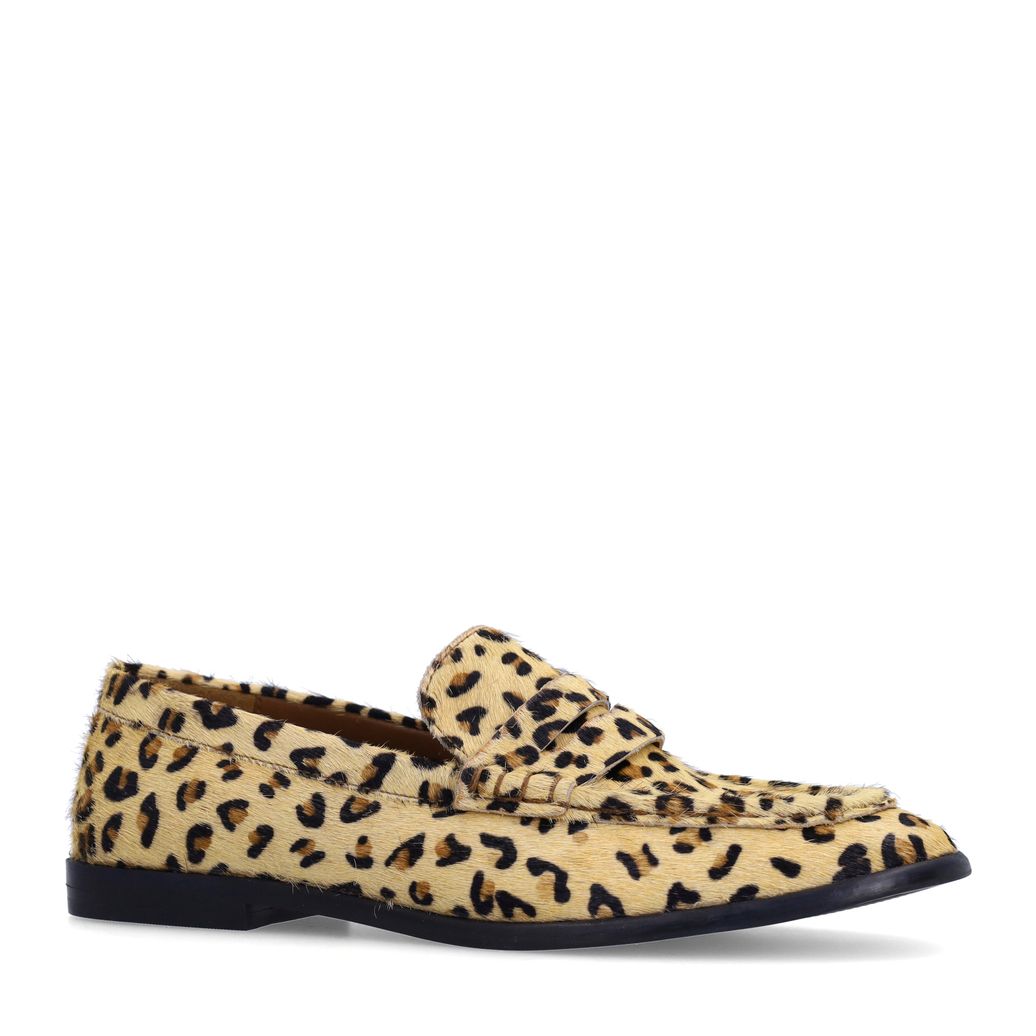 Leopard leren loafers