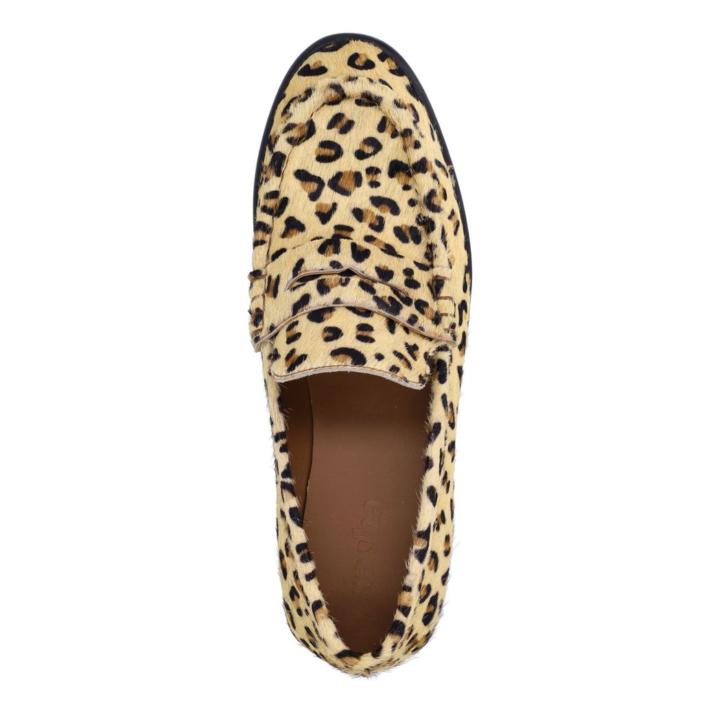 Leopard leren loafers