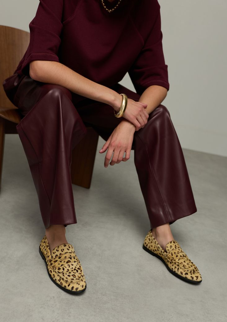 Leopard leren loafers