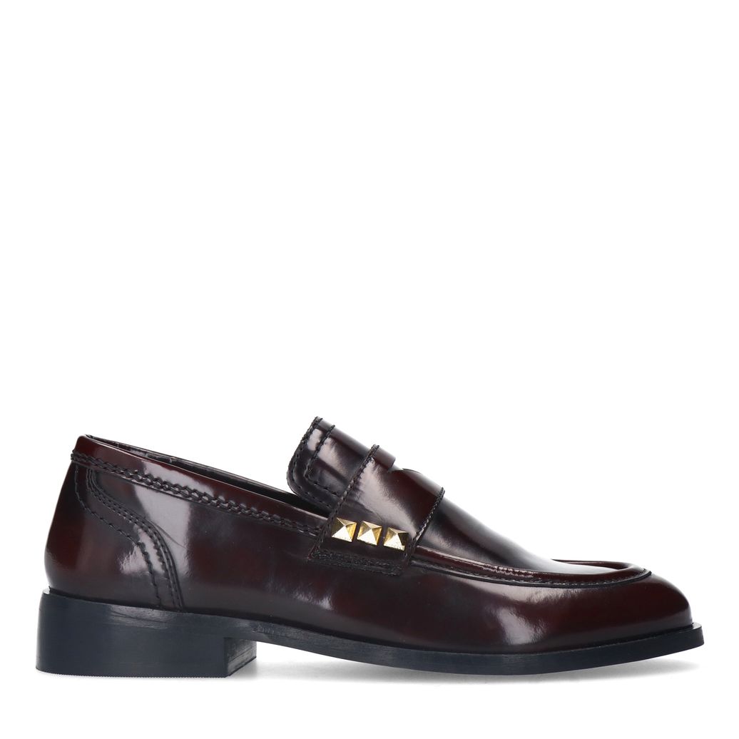 Mocassins en cuir avec clous - rouge