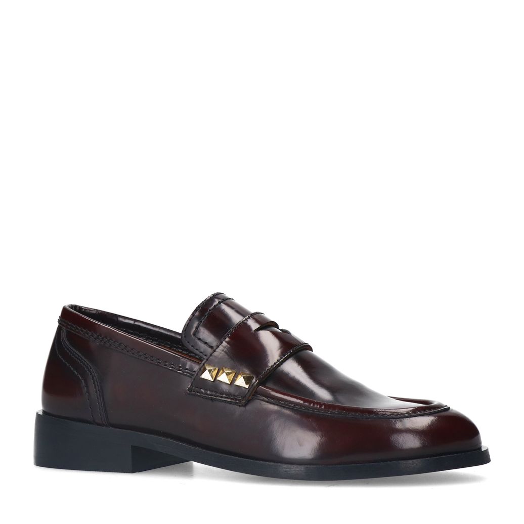 Mocassins en cuir avec clous - rouge
