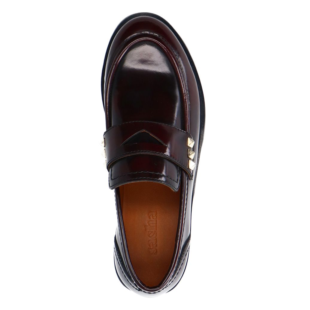 Bordeaux leren loafers met studs