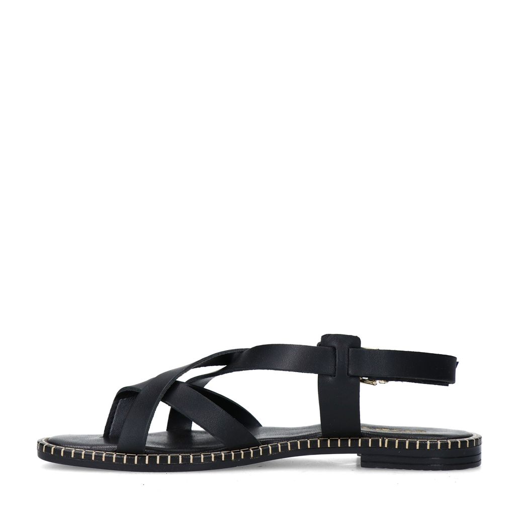 Sandales plates en cuir - noir