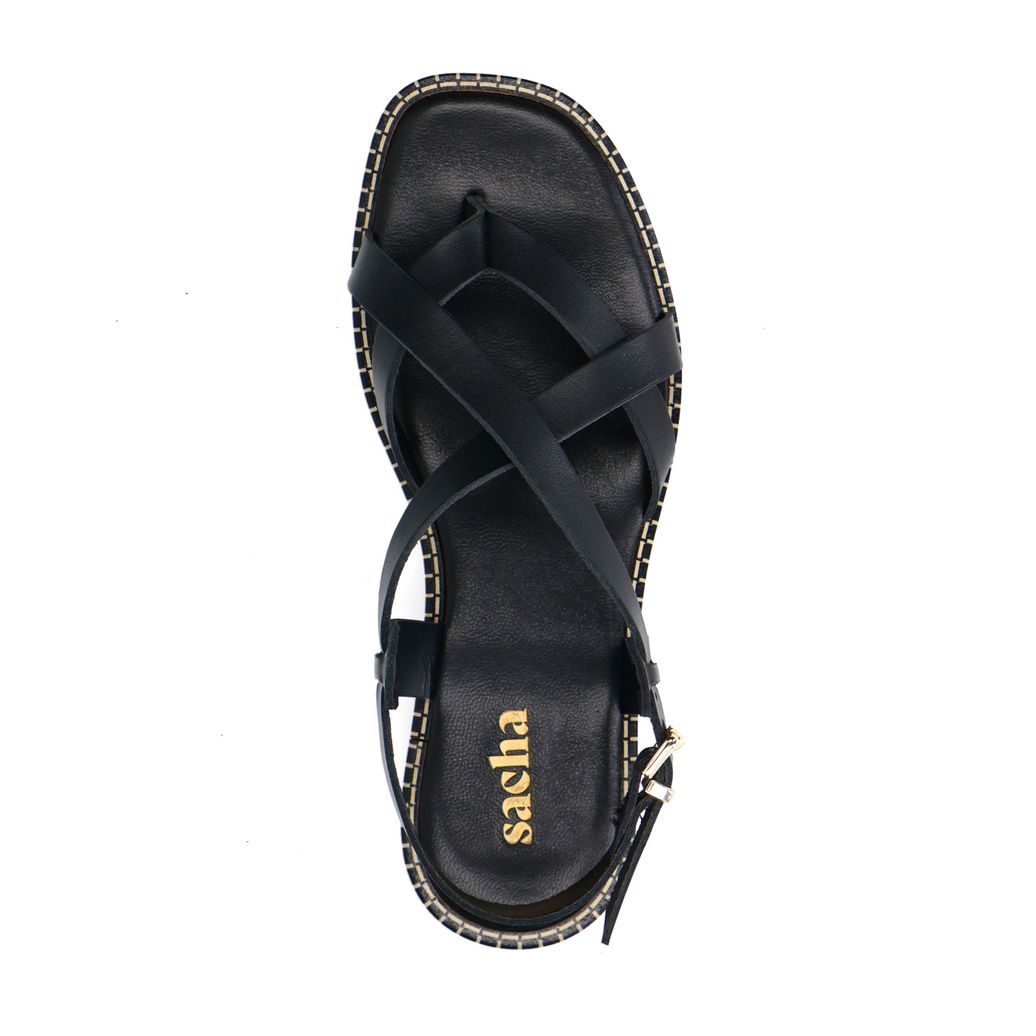 Schwarze Ledersandalen