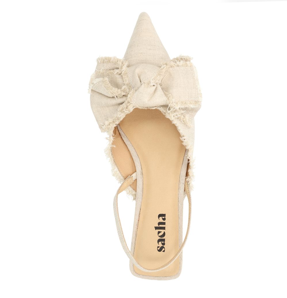 Slingbacks avec nœud - beige