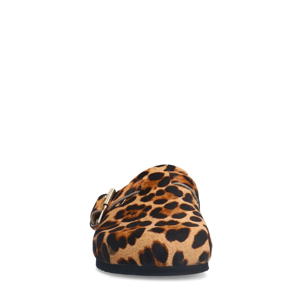 Leopard clogs met gesp