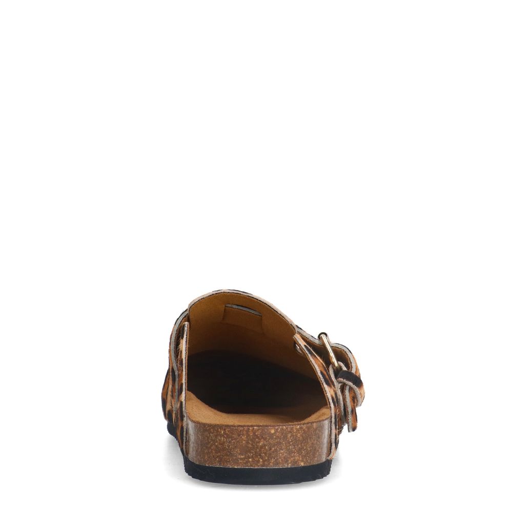 Leopard clogs met gesp