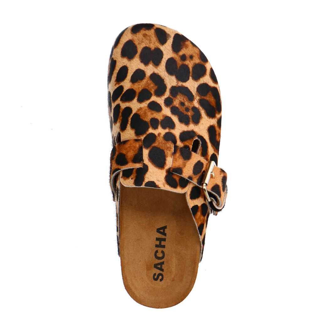 Sabots leopard avec boucle