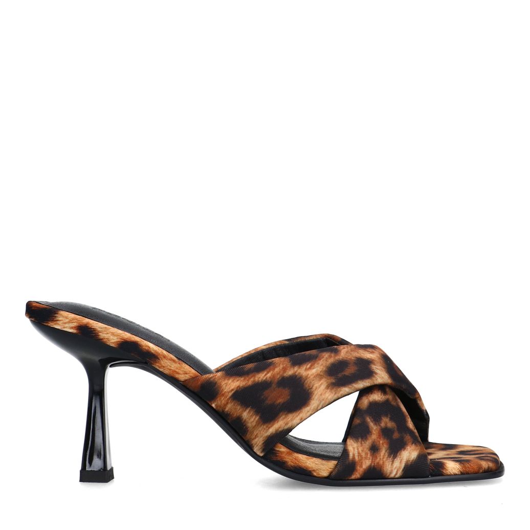 Mules à talon avec imprimé léopard