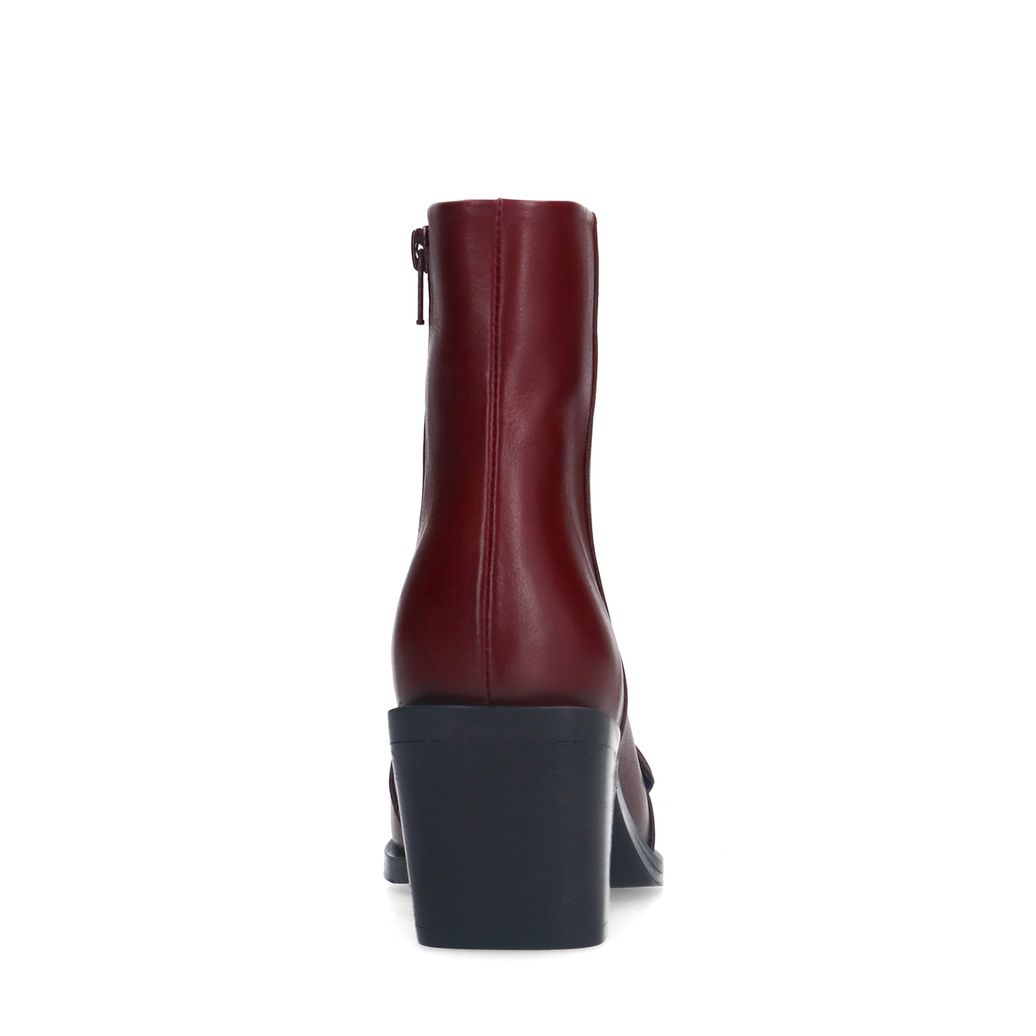 Bordeaux leren buckle enkellaarsjes met hak
