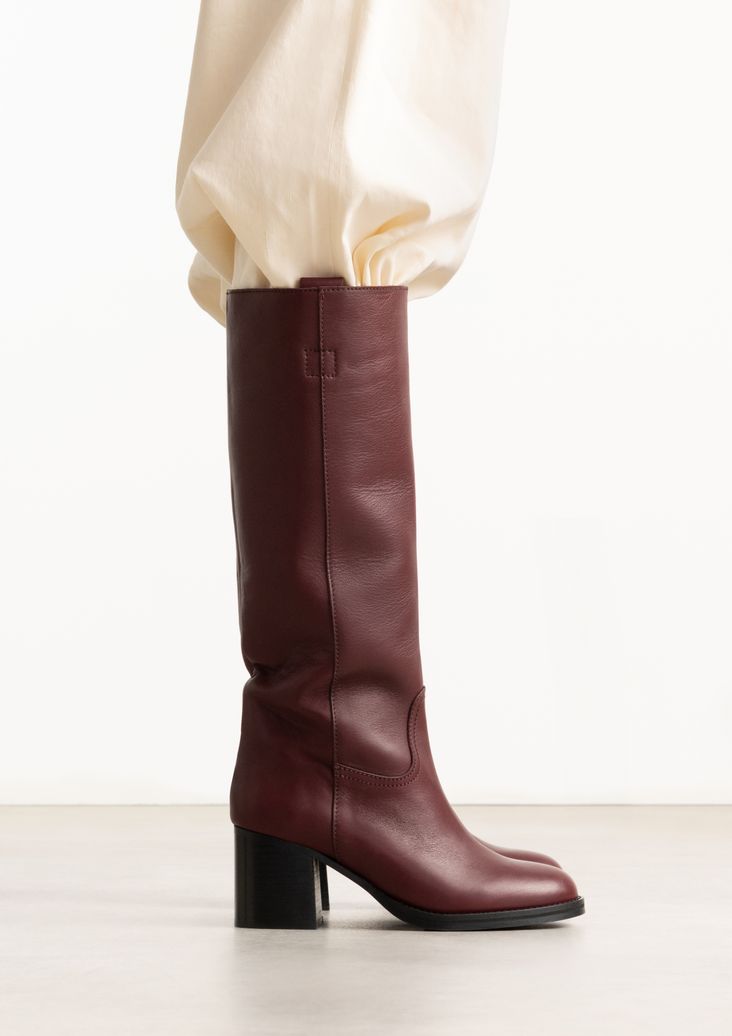 Bottes hautes à talon - bordeaux