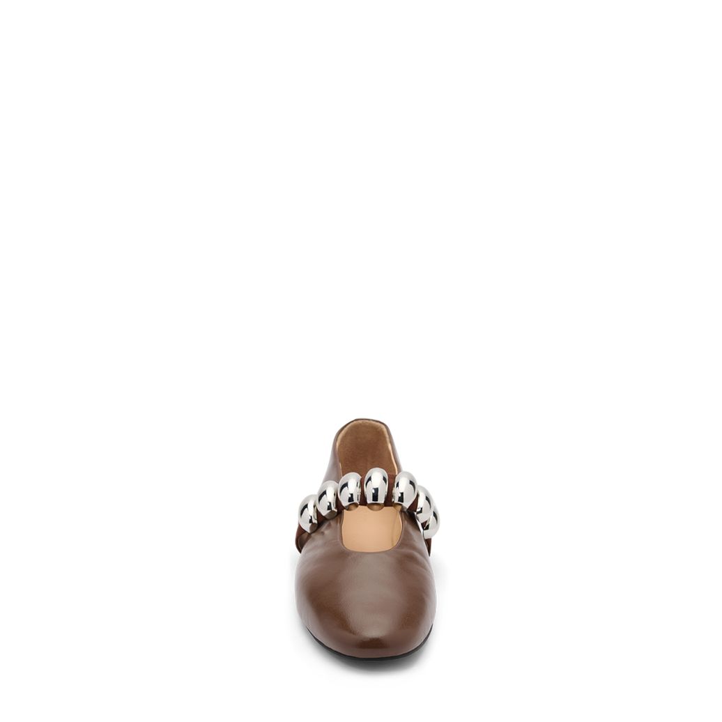 Ballerines en cuir avec clous - marron