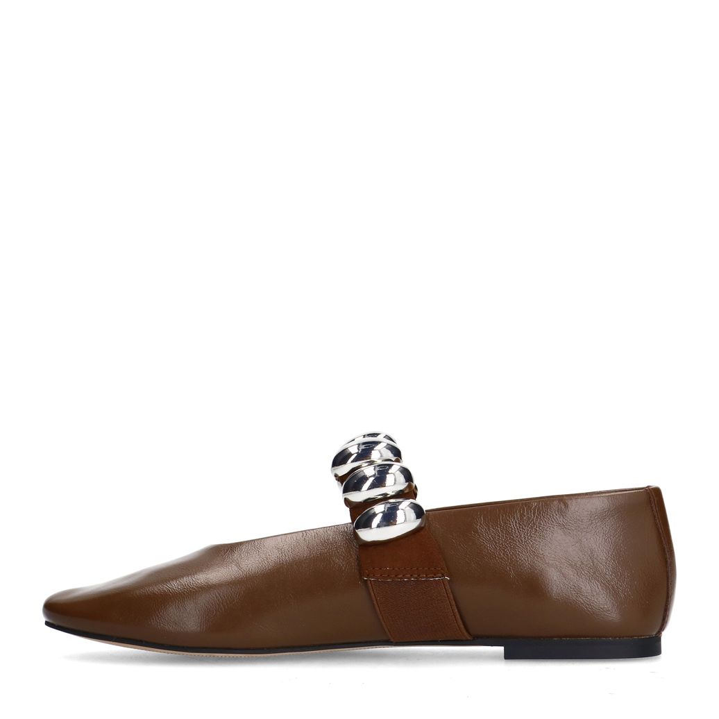 Ballerines en cuir avec clous - marron