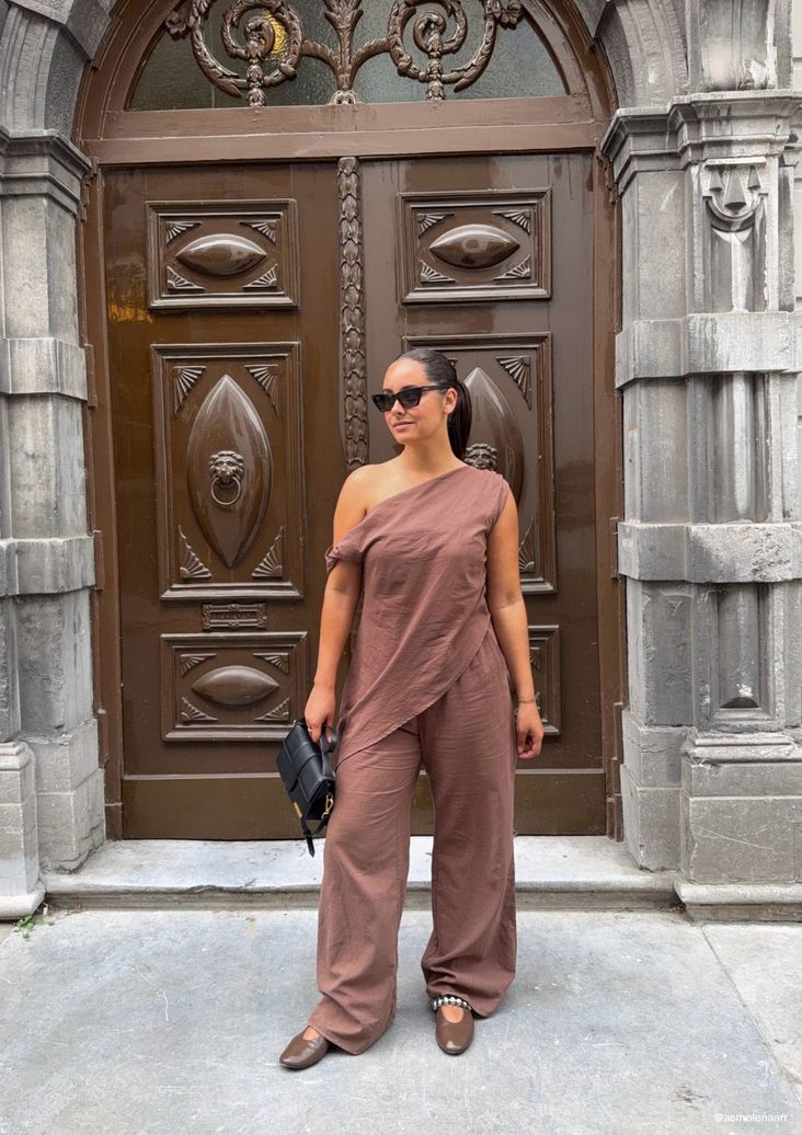 Ballerines en cuir avec clous - marron