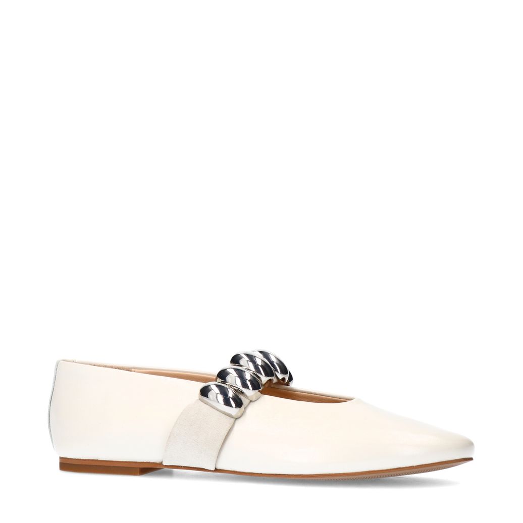 Ballerines en cuir avec clous - blanc cassé