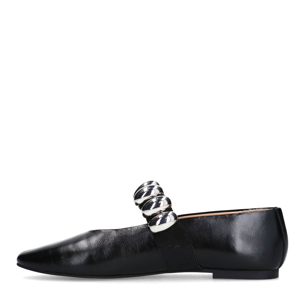 Ballerines en cuir avec clous - noir