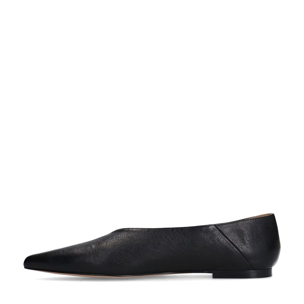 Schwarze Leder-Ballerinas