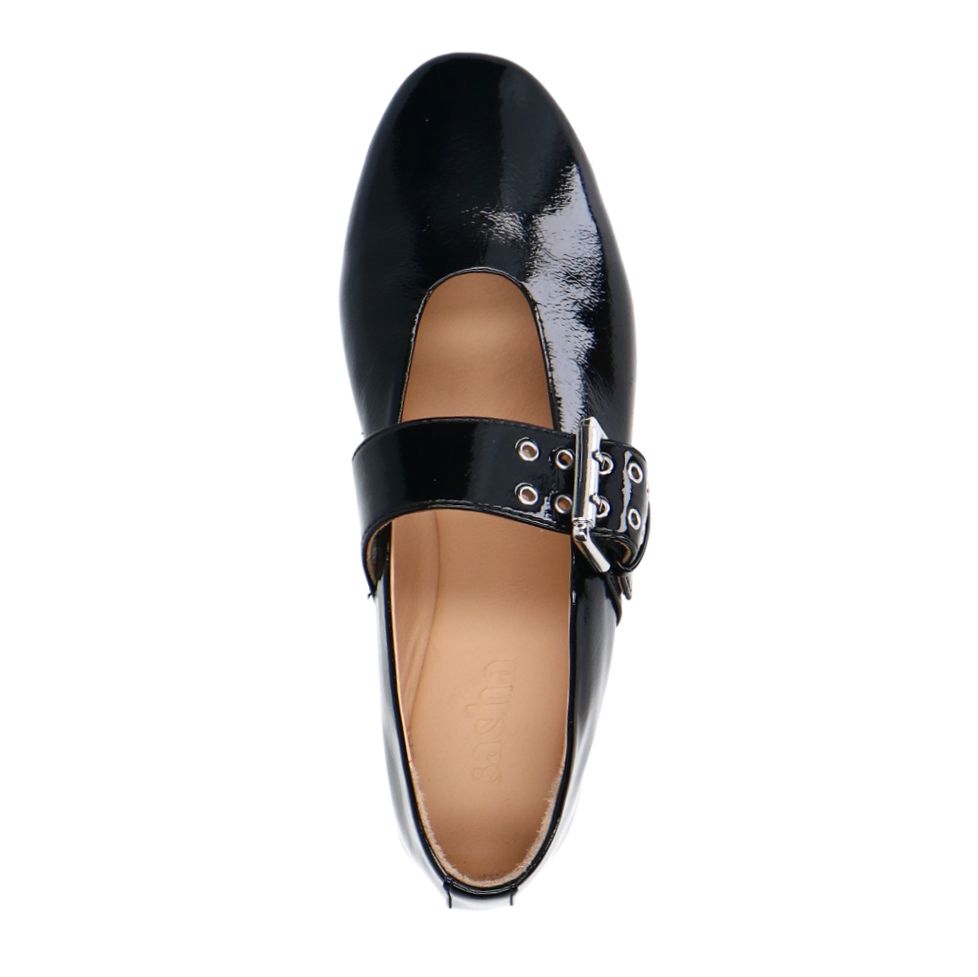 Ballerines vernies avec boucles - noir