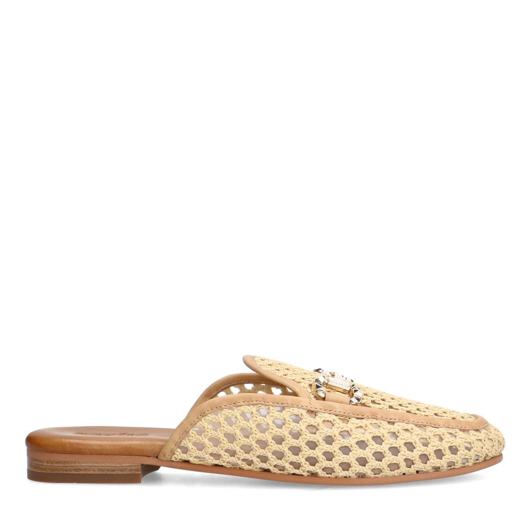 Mocassins slip-on avec chaîne - beige